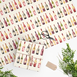 Watercolor Vintage Wine Bottle Wrapping Paper - Vineyard Party Gift Wrap