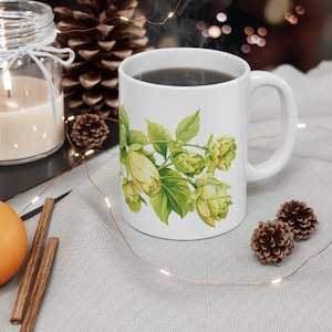 Watercolor Hops Mug – Craft Beer Lover Gift (11 oz)