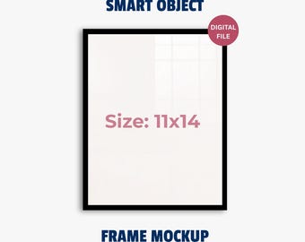 Makieta czarnej ramki 11x14 - Makieta pionowej ramki do wydruków - Mockup w formacie PSD - Pobieranie cyfrowe