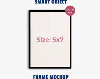 Makieta czarnej ramki 5x7 - Makieta pionowej ramki do wydruków - Mockup w formacie PSD - Pobieranie cyfrowe