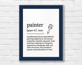 Painter Definition Printable - Minimalist Wall Art - Profession Print - Modern Quote Print - Digital Download