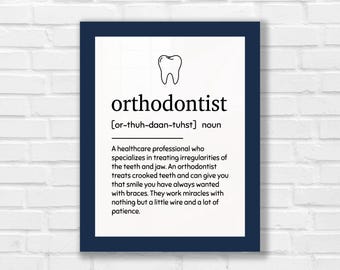 Orthodontist Definition Printable - Minimalist Wall Art - Profession Print - Modern Quote Print - Digital Download