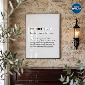 Entomologe-Definition zum Ausdrucken – Minimalistische Wanddekoration – Berufsbild – Modernes Zitat – Digitaler Download