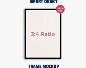 Mockup czarnej ramki 3:4 - Mockup pionowej ramki do wydruków - Mockup w formacie PSD - Pobieranie cyfrowe