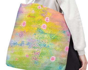 Pastel Floral Meadow Tote Bag | Watercolor Spring Floral Daydream