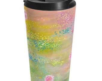 Blumen Aquarell Edelstahl Reisebecher | Thermobecher