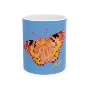 Butterfly Effect Ceramic Coffee Mug, Nature-Inspired Tea Cup