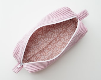 Etui für Stifte, Mäppchen aus Feincord rosa, Federmäppchen Rosa, Schminktäschchen, Kosmetiktäschen Cord, Schlampermäppchen, Stiftetasche