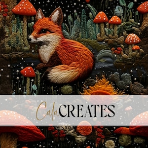 Cottagecore Fox Embroidery Pattern | Seamless Pattern