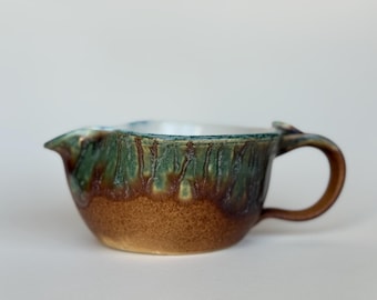 Vintage Dryden Pottery Creamer Brown Green Drip Glaze