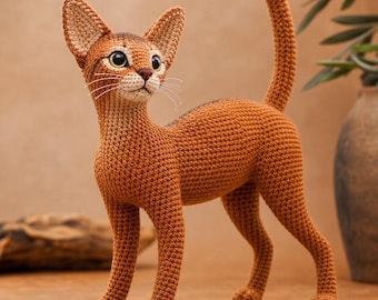 Realistic Abyssinian Cat Amigurumi Crochet Pattern: Lifelike Ginger Feline Fiber Art (PDF Download)