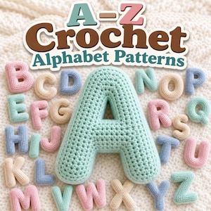 Patrones de alfabeto de ganchillo de la A a la Z: Paquete completo de letras del alfabeto en 3D para amigurumi (descarga digital en PDF)