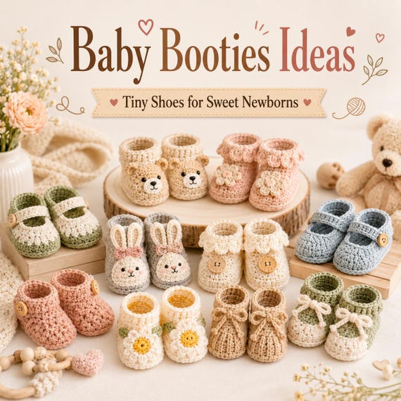 10 Crochet Baby Booties Patterns Ebook, 6 Languages (Digital Download)