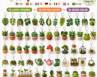 48 Tiny Houseplant Crochet Patterns Bundle, Mini Plant Keychains, Amigurumi PDF Digital Download
