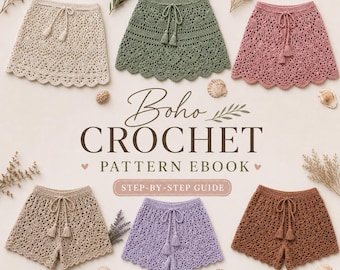 Boho Crochet Skirt Shorts Pattern Bundle: Lacy Summer Beach Cover-up Tutorial (PDF Digital Download)