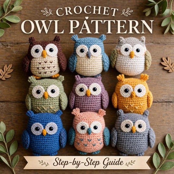Amigurumi Owl Crochet Pattern Bundle – 9 Woodland Animals PDF Ebook (Digital Download)