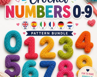 Crochet Numbers 0–9 Pattern PDF, 10 Stuffed Digits, 6 Languages, US Terms