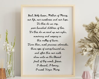 Hail Holy Queen Prayer - DIGITAL PRINT - Druckbare katholische Gebets-Wanddekoration in verschiedenen Größen