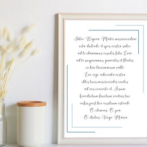 Salve Regina - DIGITAL PRINT - Printable Catholic Prayer Wall Decor in Various Sizes