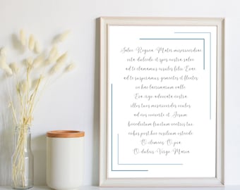 Salve Regina - DIGITAL PRINT - Druckbare katholische Gebets-Wanddekoration in verschiedenen Größen