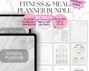 Meal Planner, Meal Prep, Digital Planner, Weight Loss, Food Log, Meal Plan Template, Wellness Journal