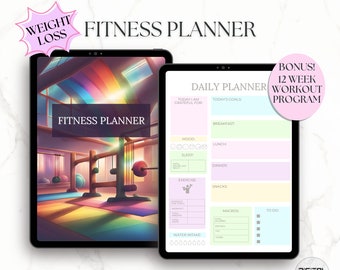 Agenda minceur, Journal de remise en forme, Agenda de remise en forme, Modèle Goodnotes, Plan d'entraînement, Agenda numérique de remise en forme, Perte de poids