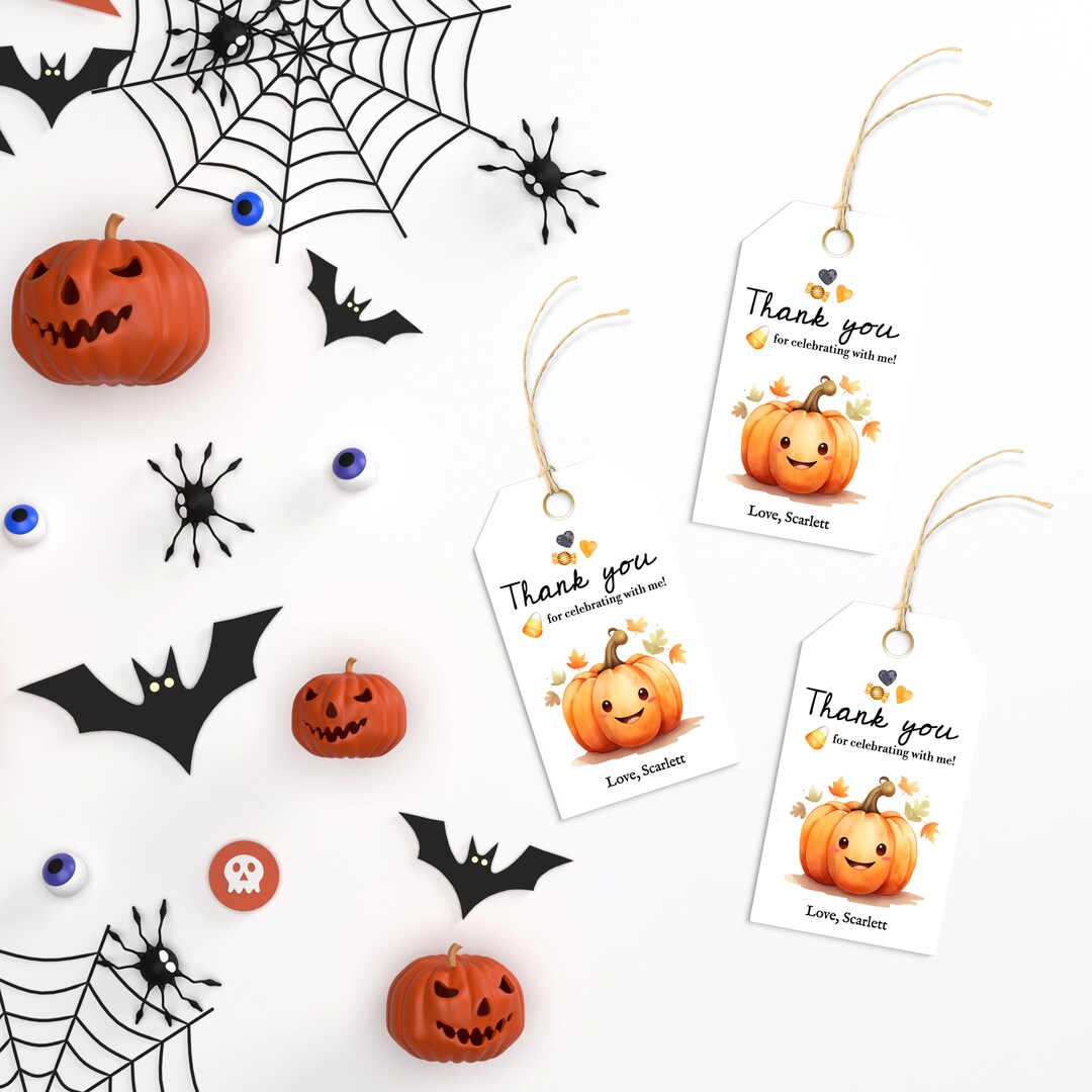 Halloween Favor Tags Template, Thank You Gift Tag, Gourd OMG Printable ...