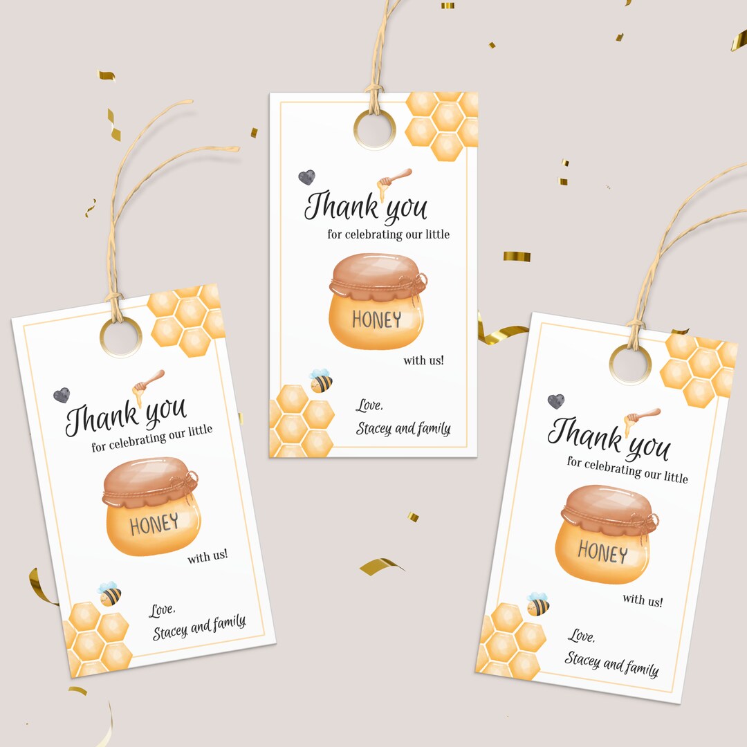 Bee-day Favor Tags Template, Thank You Gift Tag, Little Honey ...
