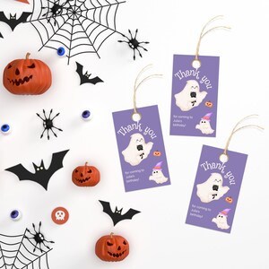 Plantilla de etiquetas de favor de Halloween, etiqueta de regalo de agradecimiento, día de Hey Boo Boo, gracias de cumpleaños editables imprimibles, personalizable, DESCARGA INSTANTÁNEA