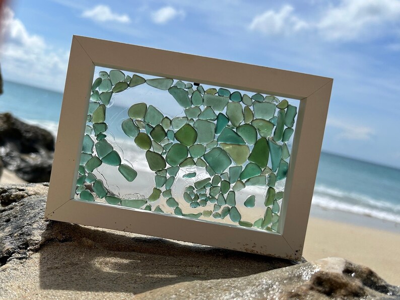 SEA Glass Mosaic Wall Hanging L Seaglass Art L Tropical Seaglass Gift ...