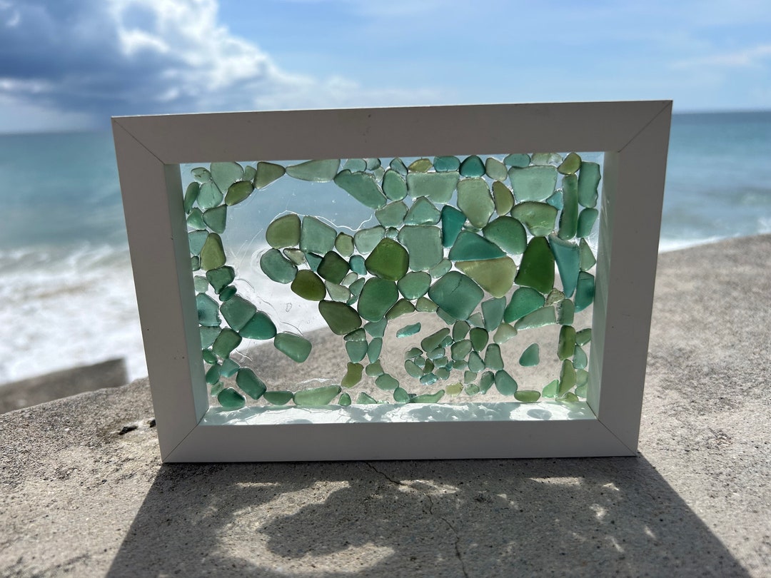 SEA Glass Mosaic Wall Hanging L Sea Glass Art L Tropical Etsy