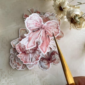 12 pieces pink bows sticker set / junk journal sticker set / feminine fantasy stickers / bullet journal set