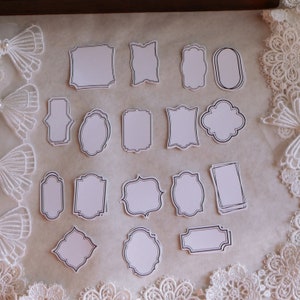 Tiny black and white labels sticker set