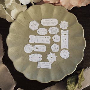 Die Cuts | Tiny Tags | White Cardstock Labels and Tickets for Junk Journals, Scrapbooking, Collage, Card Making and Paper Crafts