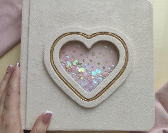 Personalized Suede Wedding Photo Album with Heart
