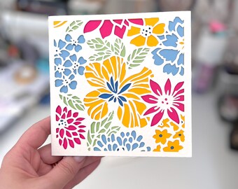 Floral Greeting Card, Colorful Flowers, Gift Card