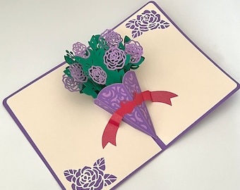 3D Flower Bouquet Pop-Up Card, Birthday Card for Her