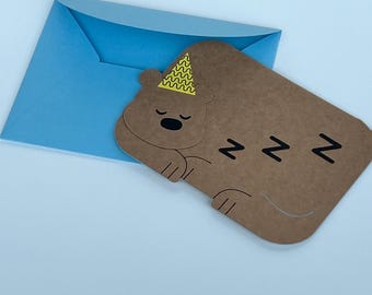 Handmade Funny Bear Birthday Card – Hidden Party Pop-Up