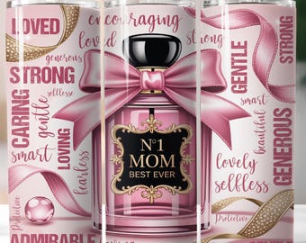 Vaso térmico con mensaje de afirmación para mamá (PNG) para el Día de la Madre, "La mejor mamá del mundo" para regalos de cumpleaños, diseños de sublimación, vaso térmico delgado de 20 oz (PNG)