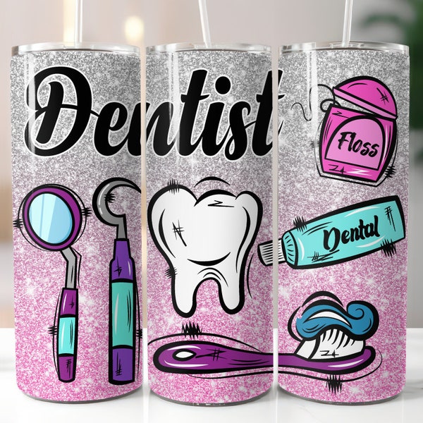 Dentist Tumbler Wrap,Dental Sublimation Designs,20 oz Skinny Tumbler Png