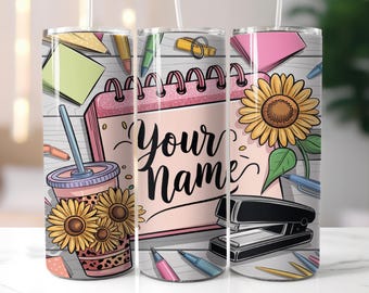 Teacher Tumbler Wrap Png Custom name Teacher Sublimation Designs 20 oz Skinny Tumbler Png