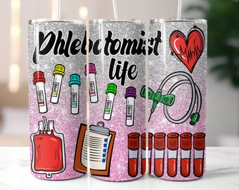 Phlebotomist Tumbler Wrap Png,Phlebotomist Sublimation Designs,20 oz Skinny Tumbler Png