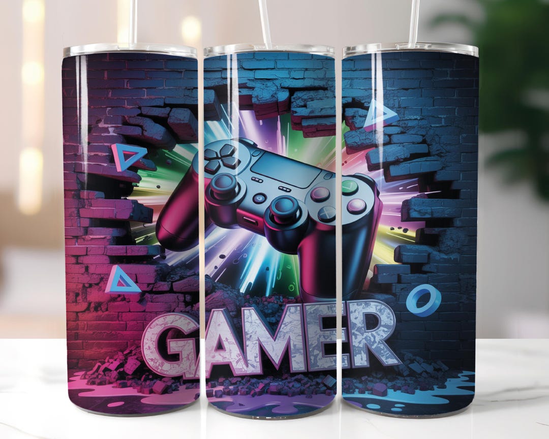 Neon Gamer Tumbler Wrap Png Gamer Sublimation Designs 20 Oz Skinny ...