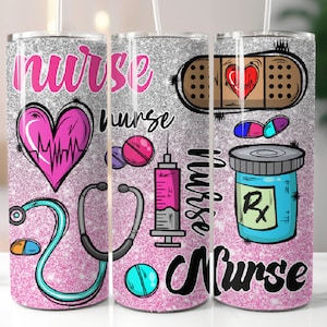 Nurse Tumbler Wrap Png,Nurse Sublimation Designs,20 oz Skinny Tumbler Png