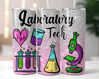 Lab Tech Tumbler Wrap Png,Laboratory Sublimation Designs,20 oz Skinny Tumbler Png