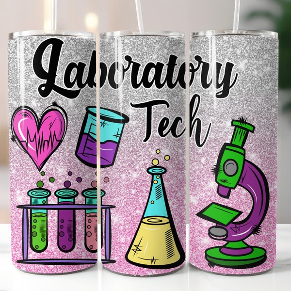 Lab Tech Tumbler Wrap Png,Laboratory Sublimation Designs,20 oz Skinny Tumbler Png