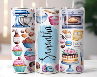 Baking Tumbler Wrap Png Seamless Nome personalizado Designs de sublimação 20 oz Skinny Tumbler Png