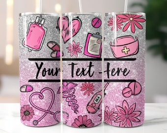 Nazwa własna Pielęgniarka Tumbler Wrap, Pielęgniarka Sublimacja Wzory, 20 oz Skinny Tumbler Png