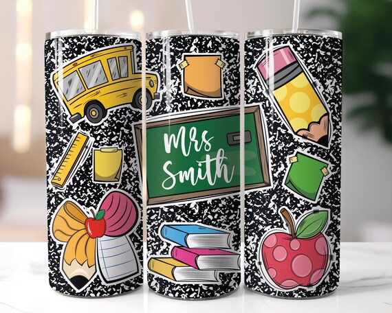 Personalized Teacher Tumbler Wrap Coquette School Png Custom name Sublimation Designs 20 oz Skinny Tumbler Png