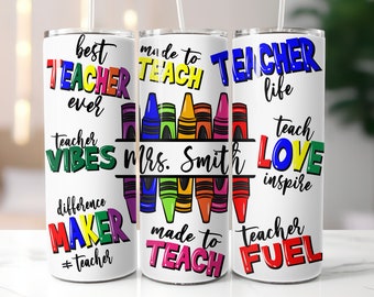 Teacher Crayon Tumbler Wrap Png,Custom Teacher Sublimation Designs,20 oz Skinny Tumbler Png